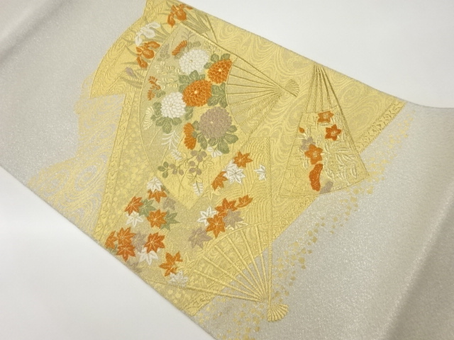 JAPANESE FUKURO OBI / WOVEN AUTUMN FLOWERS